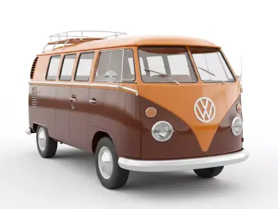 Classic 1978 Volkswagen T2 Champagne Edition Low-poly 3D model