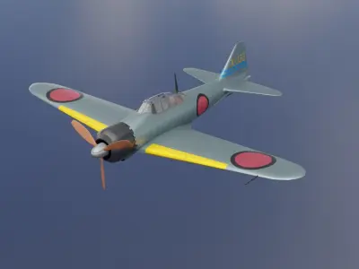 Mitsubishi Zero Japanese airplane Free 3D model