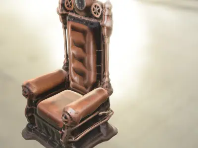 Steampunk Throne Mechanical Gear Royal Chair 3D model