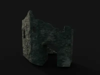 Ruined fortress Low-poly 3D model