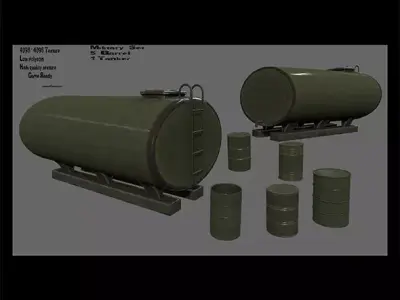 barrel set 1 tank Low-poly 3D model