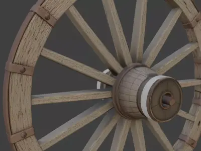 Realistic Wooden Cart Wheel 3d model 3D model