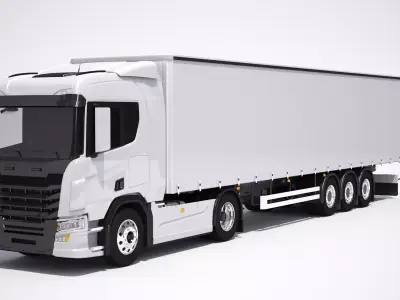 Generic Tautliner Semi Trailer 3D model