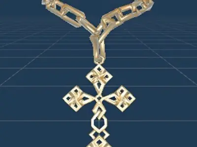 cross chain necklace 3D model