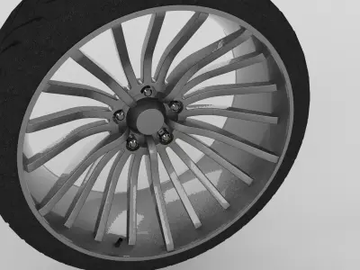 Car wheel 17 inch 20 rods 5 bolts 3D model