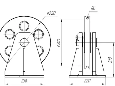 Rope Pulley 284x12mm Free 3D model