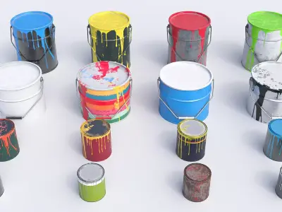 Paint cans  Low-poly 3D model
