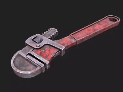 Game Ready Rusty Wrench Low-poly 3D model