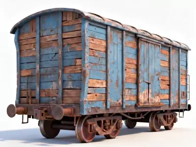Abandoned Post-Apocalyptic Boxcar 3d model Low-poly 3D model