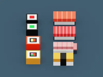 Isometric Sushi Low-poly 3D model