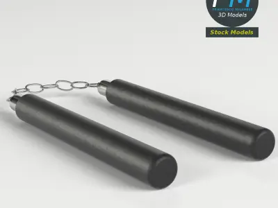 Nunchaku pair of weights with chains 3D model