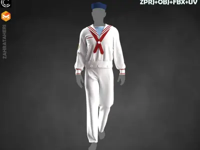  3 VINTAGE NAVY UNIFORM 3D model