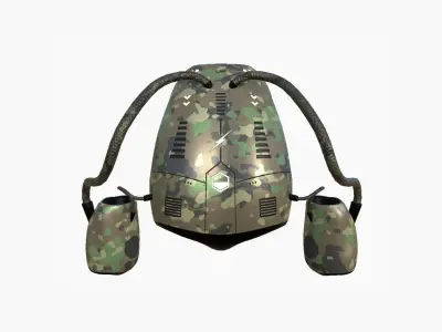 Jetpack I08 Green Camouflage - SciFi Character Design Low-poly 3D model