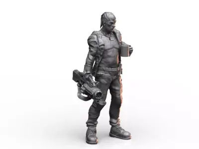 Old Mercenary Veteran Sci Fi Character 3D print model