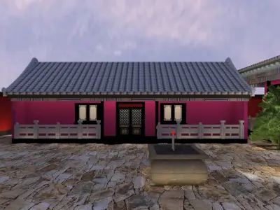Chinese ancient courtyard  house 3D model 2
