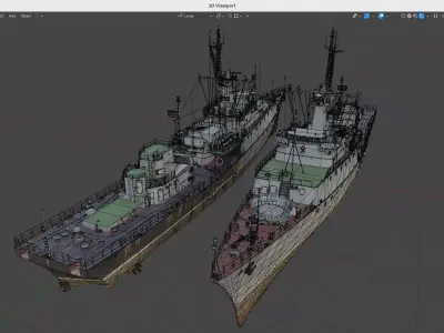 NATO code Grisha class corvette project 1124 Low-poly 3D model  Low-poly 3D model