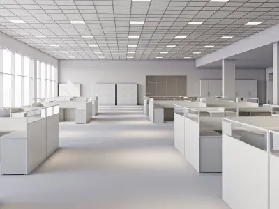 low poly office interior Low-poly 3D model
