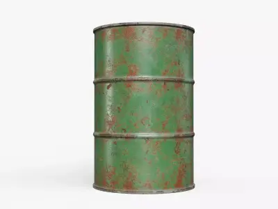 Steel Barrel - Green - Rusted 3D model