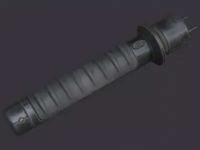 Military Stun Baton with Rugged Grip Low-poly 3D model