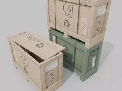 Long Narrow Wooden Crate - Customizable Shipping Box Low-poly 3D model