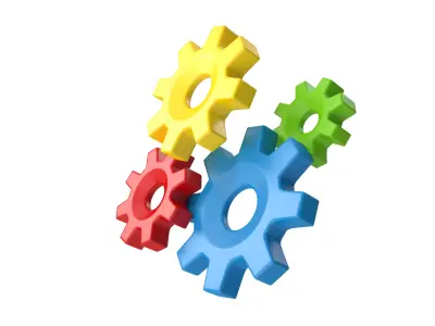 Gears Cartoon Low-poly 3D model