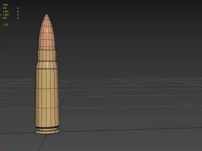 762 -39 mm M43 Soviet Ammo Low-poly 3D model