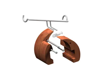 Rodholder piece of paper with hook Free 3D model