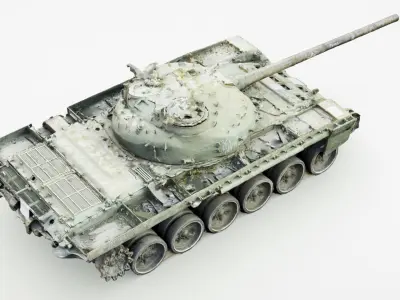 Russian T-72 tank destroyed by Ukrainian army 3D model