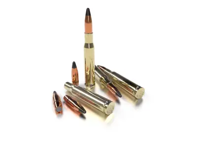 Cal 50 BMG Cartridge Low-poly 3D model