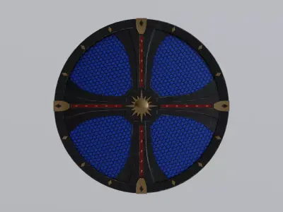 Medieval round wooden shield Low-poly 3D model purchase