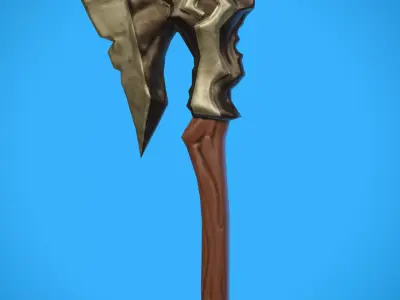 Stylized Axe Weapon Low Poly Game Ready 1k Tris Low-poly 3D model