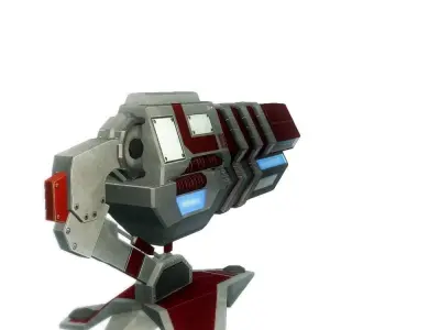 Blaster cannon 03 sci-fi low poly Rigged Low-poly 3D model