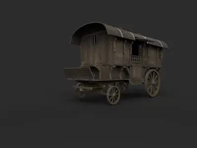 Realistic Medieval Merchant Wagon Low-poly 3D model