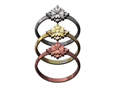 3 Flower Rosette Rings 3D print model