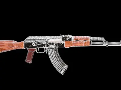 AKM assault rifle Low-poly 3D model get
