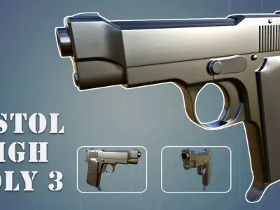 Pistol High Poly 3 Free low-poly 3D model