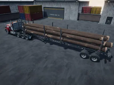 80s Log Truck unity asset Low-poly 3D model