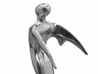 Abstract Human Figure Trophy Silver 3D model