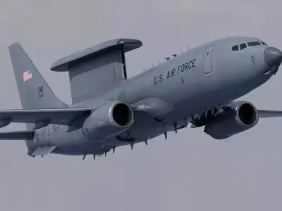 Boeing E-7 Wedgetail rigged and animated with cockpit Low-poly 3D model
