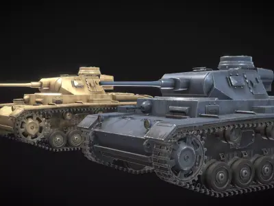 WW2 German Tank Panzer 3 Low-poly 3D model