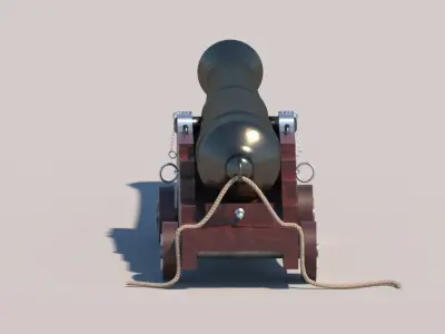 Ship cannon Low-poly 3D model