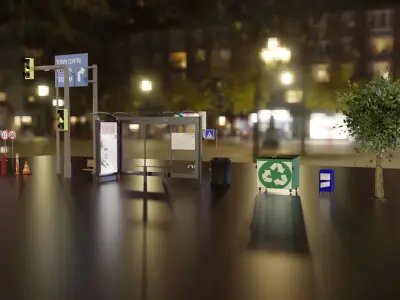 city objects Low-poly 3D model