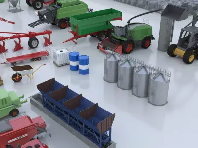 20 types of agricultural machinery 3D model