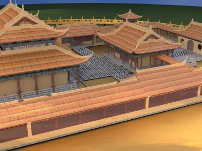 Chinese ancient courtyard house 3D model buy
