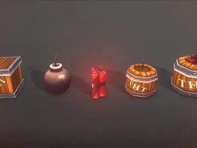 Explosives Set items in explosive 3D model