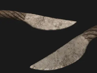 Knife Metal Rope Low-poly 3D model