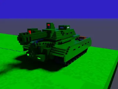 Voxel tank Low-poly 3D model