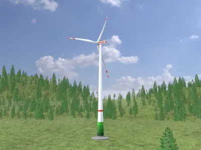 Wind-turbine with foundation E1 H-160 RD 138 m Low-poly 3D model