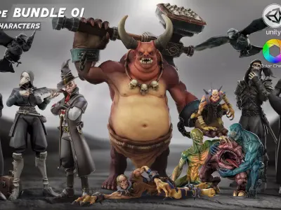 Creatures and Characters - 24x - Stylized Fantasy Mega Bundle Low-poly 3D model