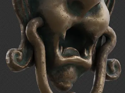 Old brass knocker Low-poly 3D model